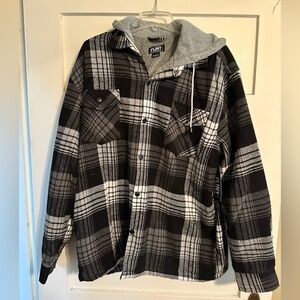 Flint Black and Gray Plaid Hooded Jacket